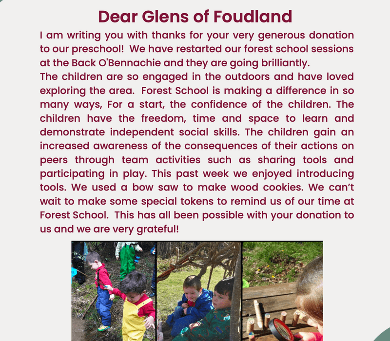 Thank You to Glens of Foudland Trust